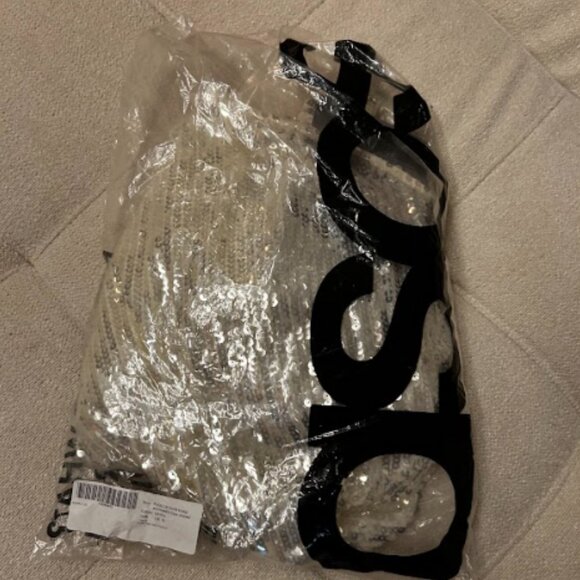 ASOS DESIGN bridal asymmetric bias draped cami midaxi dress in sheer sequin NWT - Picture 5 of 5